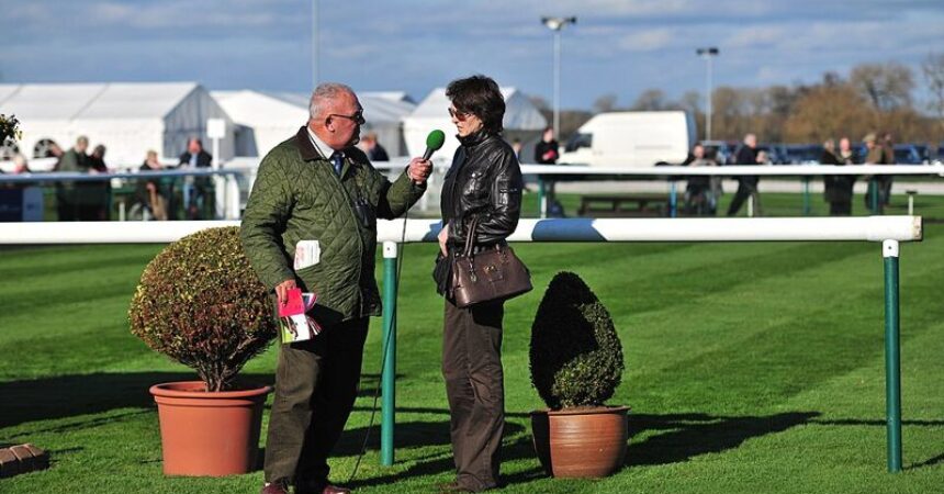 venetia williams being interviewed in parade ring