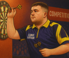 illustration top player playing darts in a competition