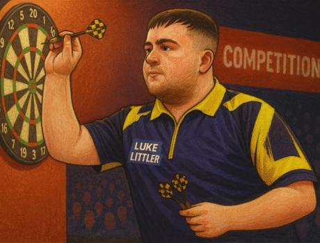 illustration top player playing darts in a competition