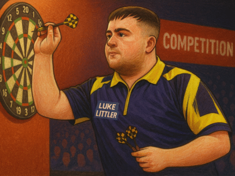 illustration top player playing darts in a competition