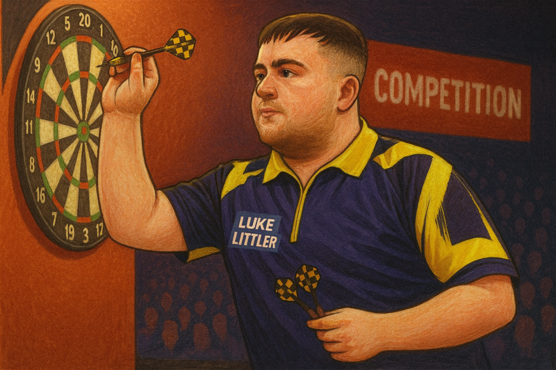 illustration top player playing darts in a competition